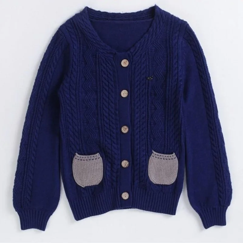 Autumn Womens Retro Nostalgic Cable Knit Turtle O-Neck Round Pockets Single Breasted Long Sleeve Woolen Cardigan Knitwear Jacket