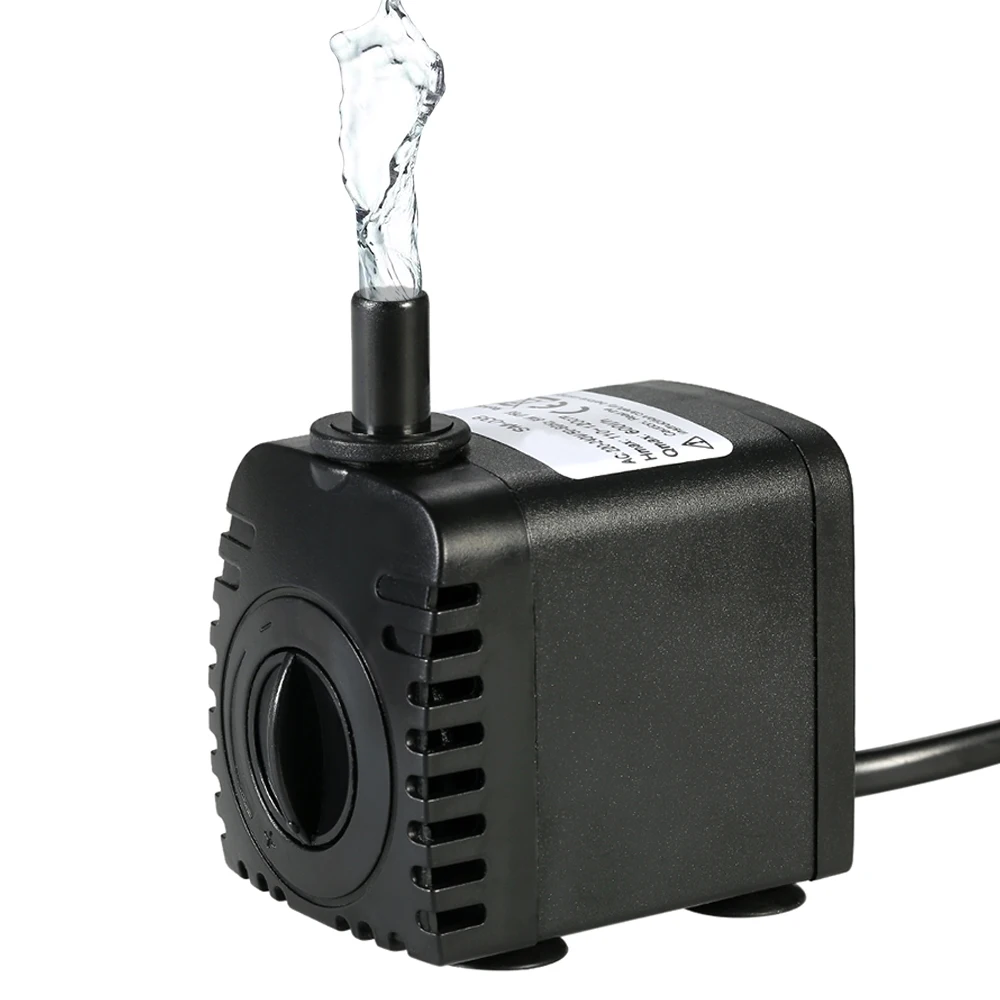 US/EU/UK Plug Mini Water Pump 8W Ultra-quiet Waterproof Submersible Fountain Pump With Light 600L/H Aquarium Filter Fish Pond