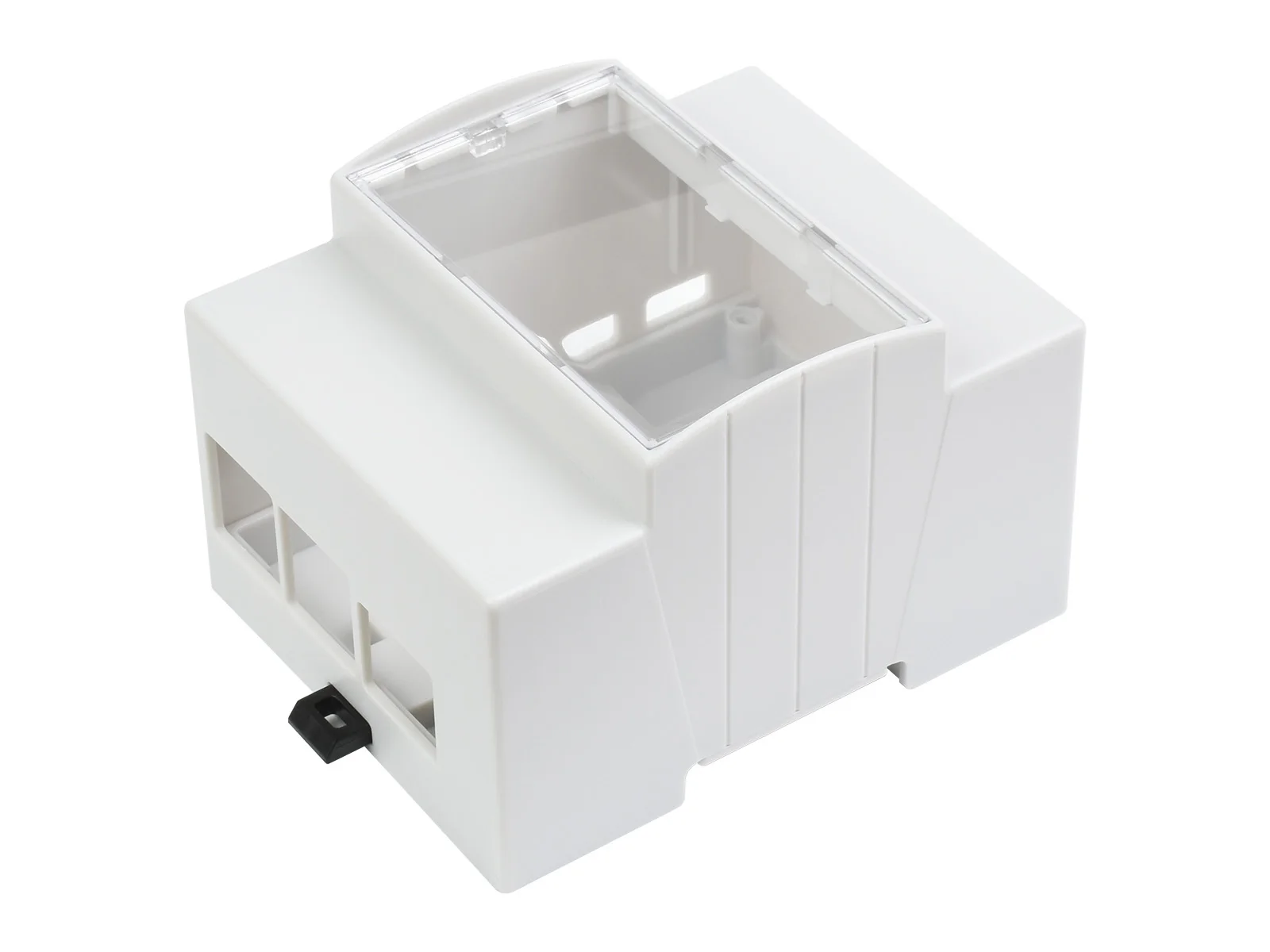 Waveshare DIN Rail ABS Case for Raspberry Pi 4, Large Inner Space, Injection Moduling, Clear Top Window, Large Inner Space