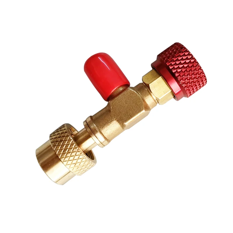 1/4''-5/16'' Flow Control Valve Air Conditioner Parts High Quality Brass For Refrigerant AC Charging Hose R410A/ R22/ R410