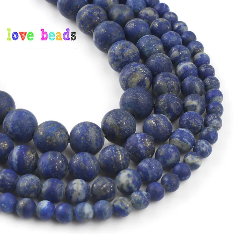 AAA Natural Lapis Lazuli Stone Beads Dull Polish Matte Stone Round Bead for jewelry Making DIY Bracelet Necklace 15\'\'Strand