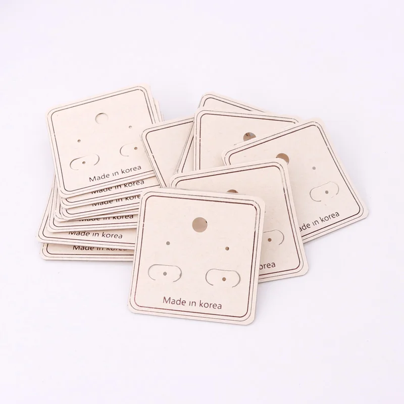 

5*5cm Beige Earring Card Recycled 100pcs Jewelry Ear Stud Stand Packing PVC Hook Card Custom logo Jewelry Packing Accessory