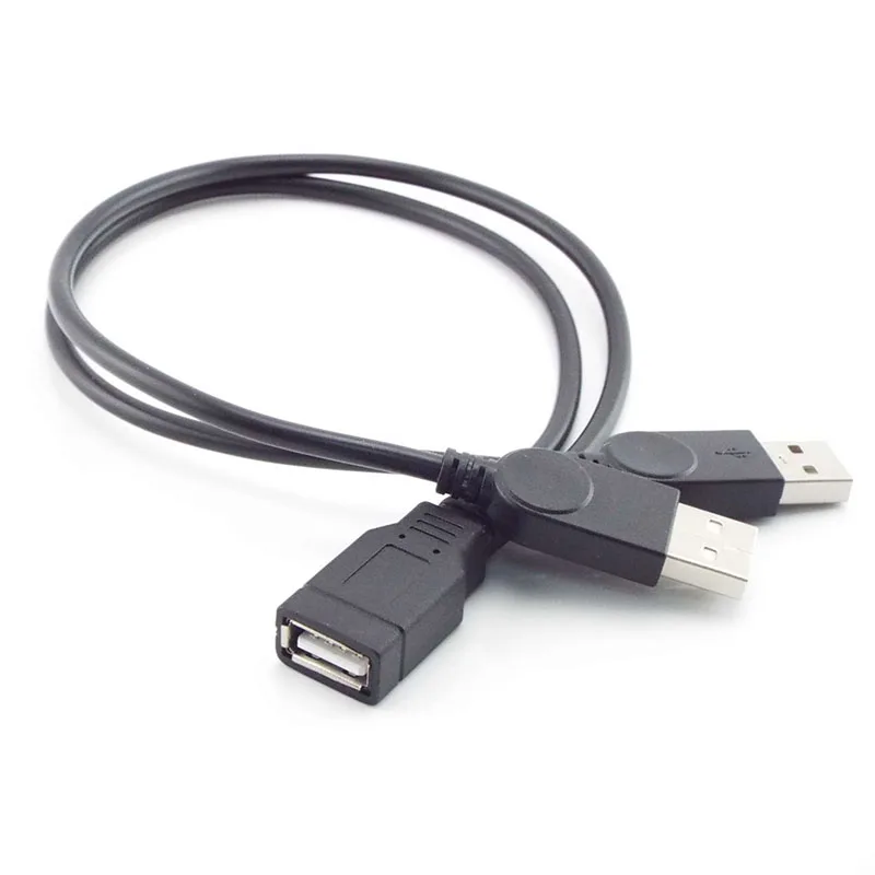 

2 in 1 USB 2.0 A Male to Dual Female Splitter DC Power Supply Extension Cable Super Speed Data Sync Charging for U Disks B1