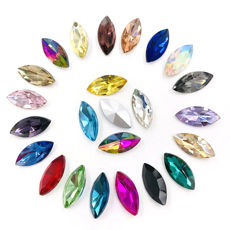 Leaf shape pointback glue on rhinestones horse eye glass crystal Rhinestone DIY Watch/nail art/clothing Accessories