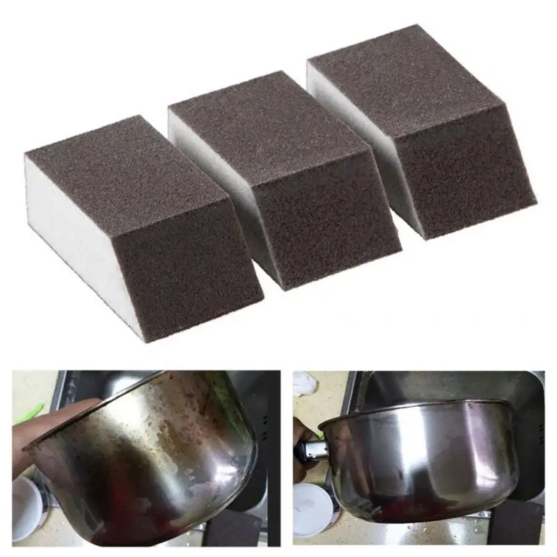 3pcs Alumina Emery Strong Sponge Cleaning Brush Dish Bowl Washing Sponge Kitchen Pot Pan Window Glass Cleaner Tools For Kitchen