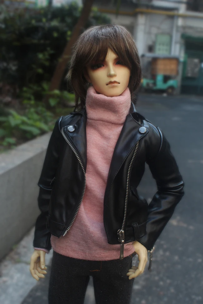 1/4 1/3 BJD 服パンクオートバイレザージャケットコート BJD/SD MSD SD13 SSDF ID72 HID 強力な叔父人形アクセサリー C0029