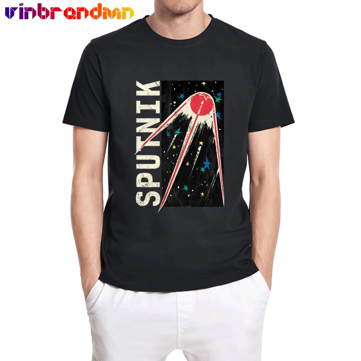 Vintage Sputnik Stars CCCP T shirt men Russian CCCP Yuri Gagarin T-shirt Custom Retro style Tops Hipster Tee Hombre Camiseta