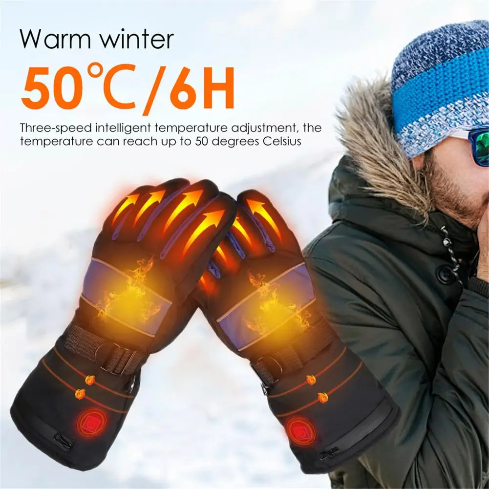 USB Electric Heated Gloves Winter Thermal Gloves With 2600mah Battery 3-Gear Temperature Hand Warmer For Hiking Cycling Skiing