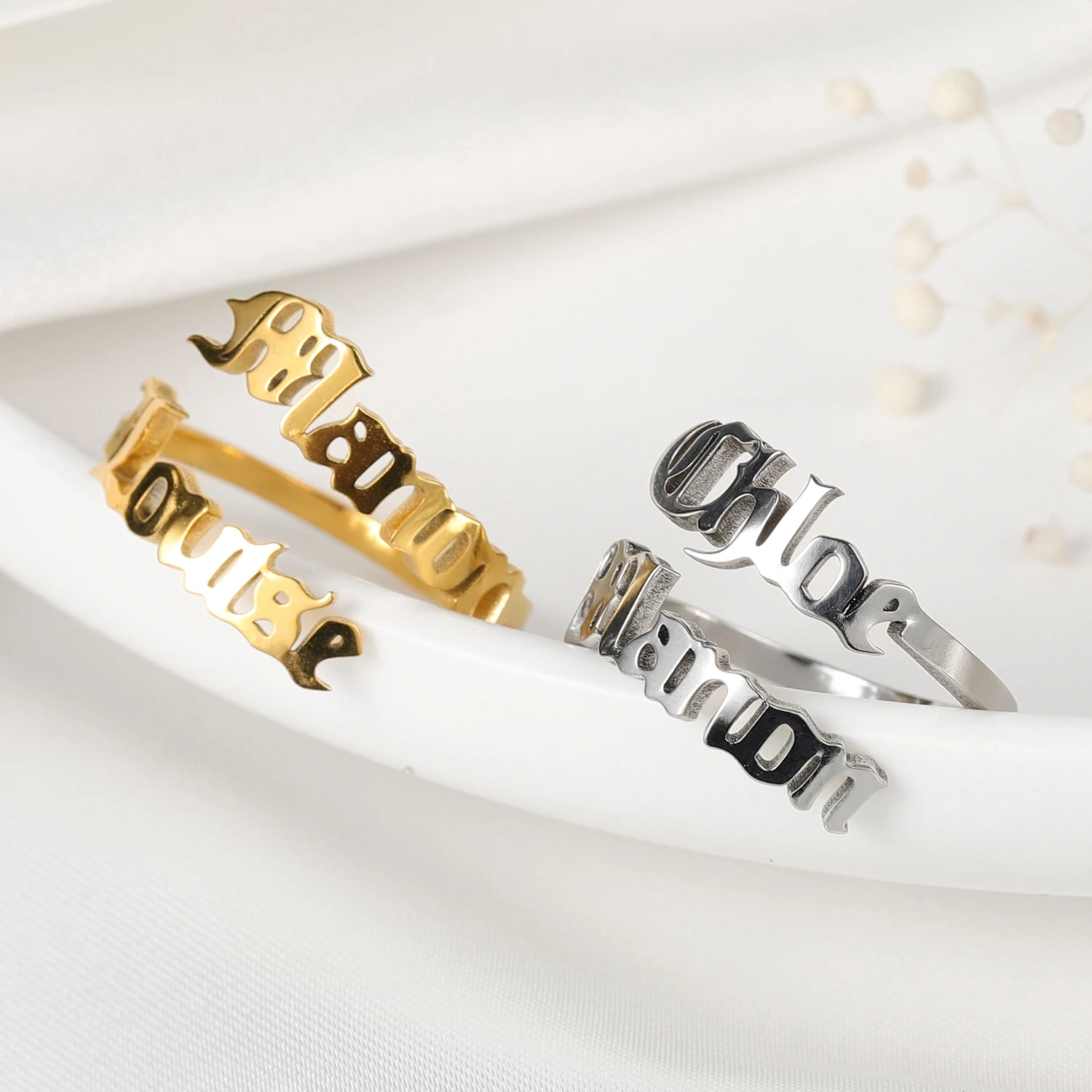 Personalized Multiple Name Ring Family Name Adjustable Ring Custom Stackable Name Statement Jewelry For Women Gift