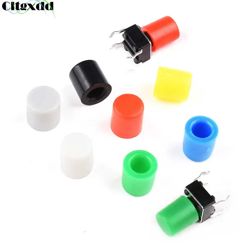 Cltgxdd 50PCS/Lot Plastic Cap Hat Kits G62 For 6*6mm Tactile Push Button Switch Lid Cover A56 6x6mm Green Black White Blue