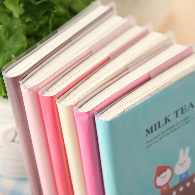 Kawaii Mini PVC Notebook Paper Diary School  Notebook Paper Schedule Planner multicolor milk tea Gift For Girl