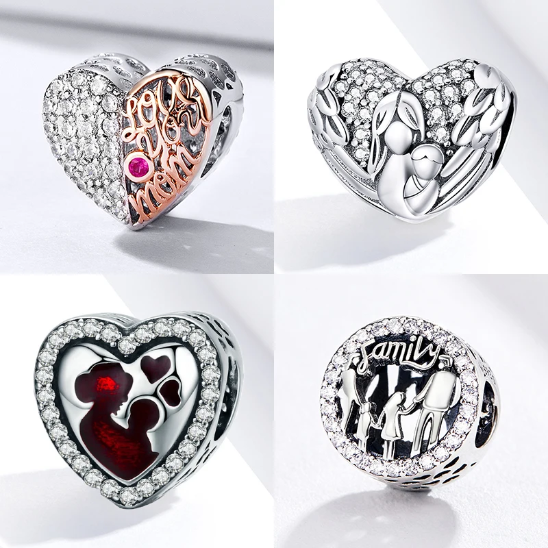WOSTU Real 925 Sterling Silver Openwork Heart Charm Fit Original Bracelet Pendant Lucky Beads Wedding Fashion Jewelry FIC1248