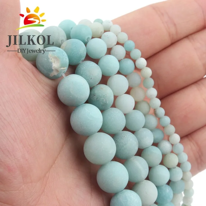 AA+ 4 6 8 10 12 mm Matte Blue River Amazonite beads natural stones Round loose beads for jewelry making diy bracelet necklace