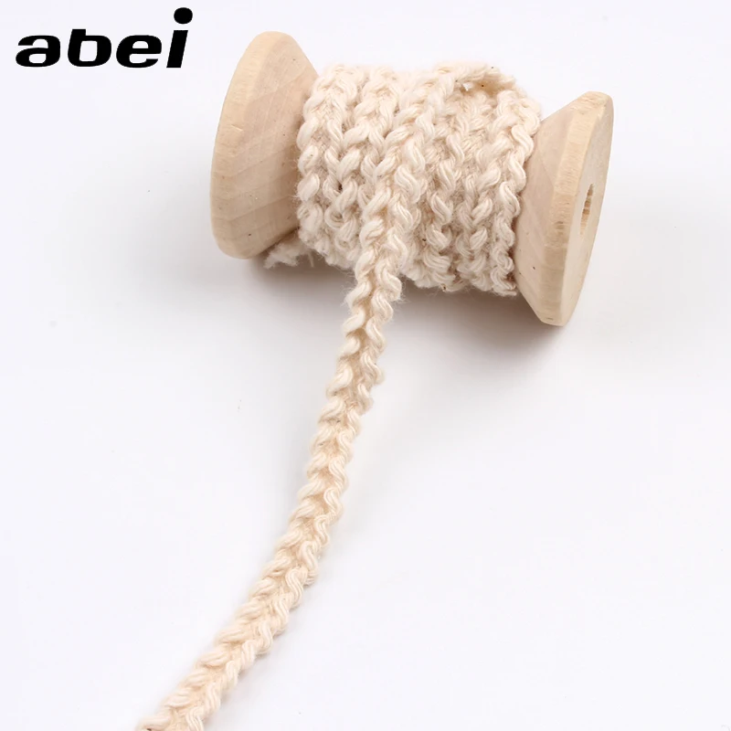 5mm 10yards Beige Cotton Lace Ribbon DIY COTTON Material Sewing Clothes Home textile Edge Wrapping Embellishment Cotton Tape