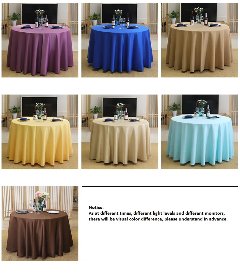مفرش طاولة من قماش الساتان السميك بلون سادة مخصص، طاولة مستديرة راقية على الوجهين غطاء مكتب من الساتان على الطراز الأوروبي