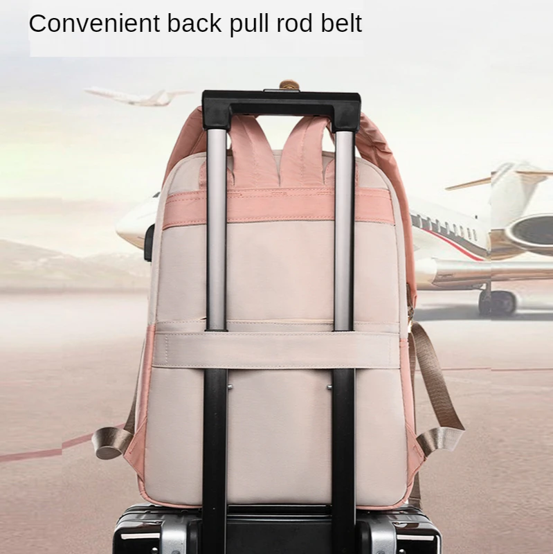 Large Capacity Laptop Bag 13.3 14 15.6 inch Fashion Women Backpack Canvas Rucksack Vintage Travel Bags with USB Charging Port