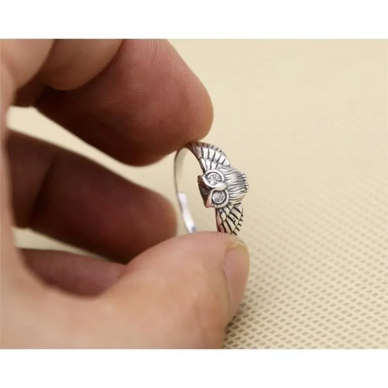 Qeenkiss 925 Sterling Silber Ring für Frauen Männer Vintage verstellbare Eule Zirkon Ring feine Schmuck Großhandel Party Geschenk rg6829