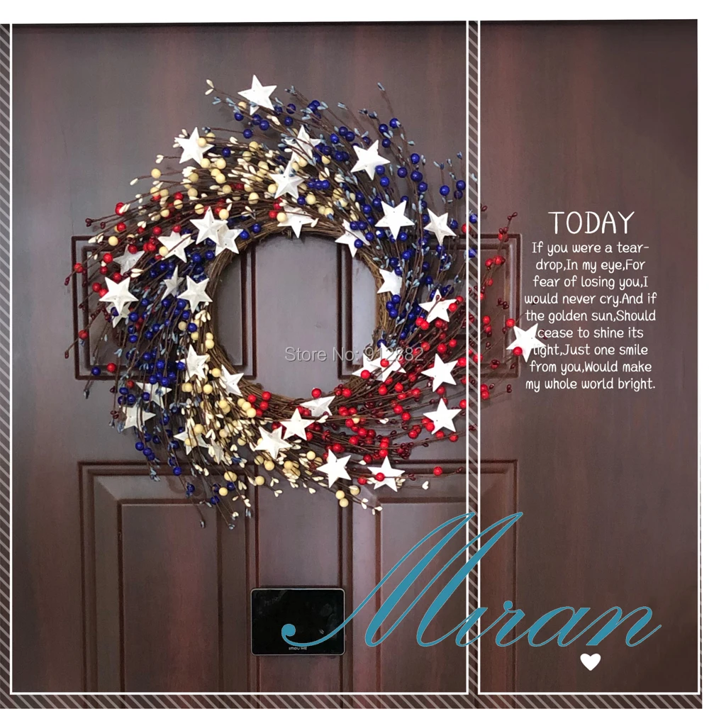 Independence Day 21inch New hot pip berry door wreath flower garland for Christmas day,home decoration