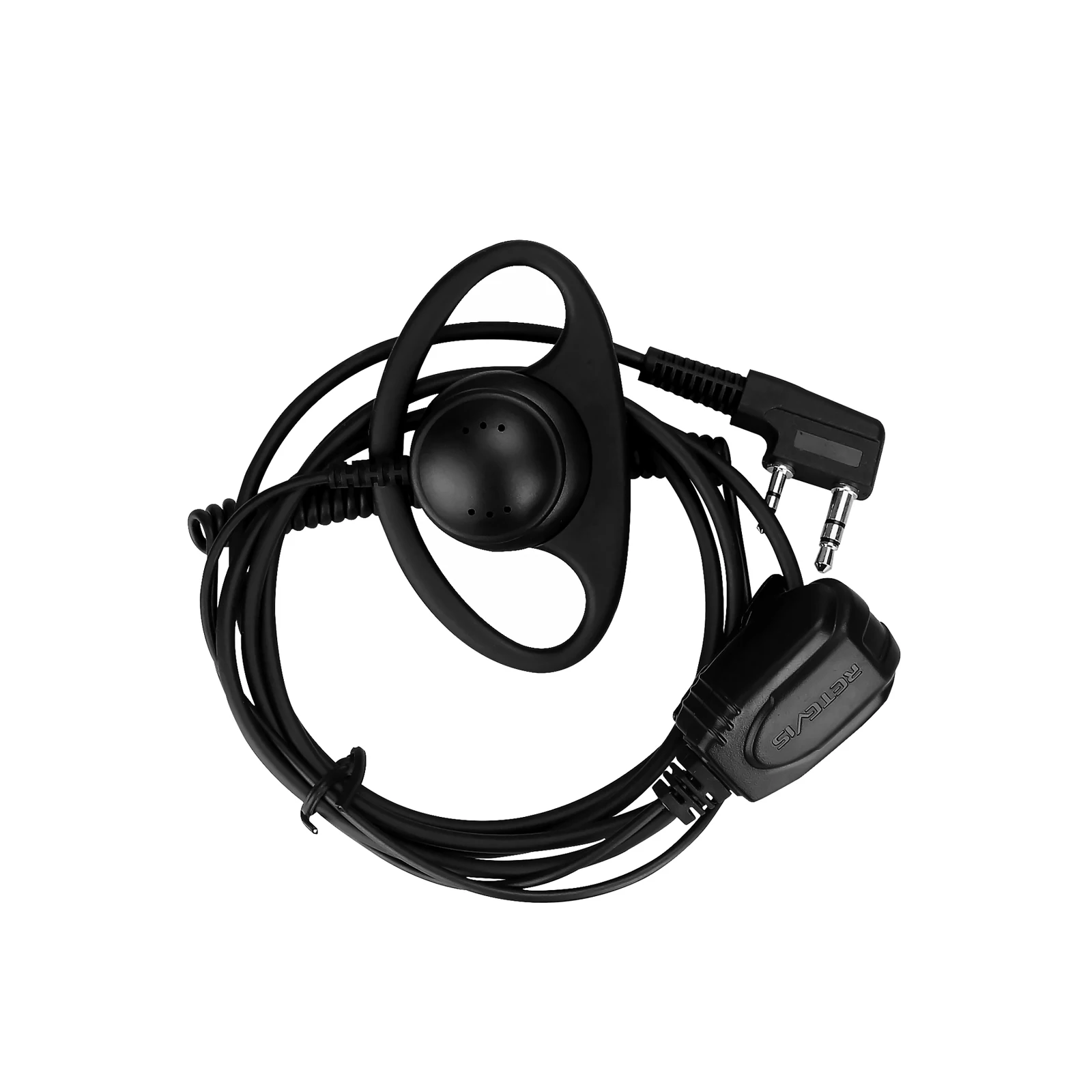 Retevis EEK015 D-shape Walkie Talkie Headset Coil Design Two Way Radio Earphone with PTT and Mic for Kenwood Baofeng UV5R BF888S