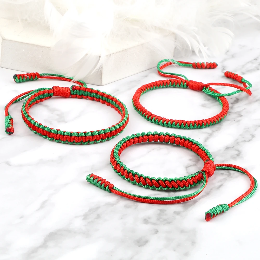 3 stile rosso verde colore intrecciato braccialetto donne di alta qualità polso di natale braccialetti coppia Pulsera amicizia gioielli regalo nuovo