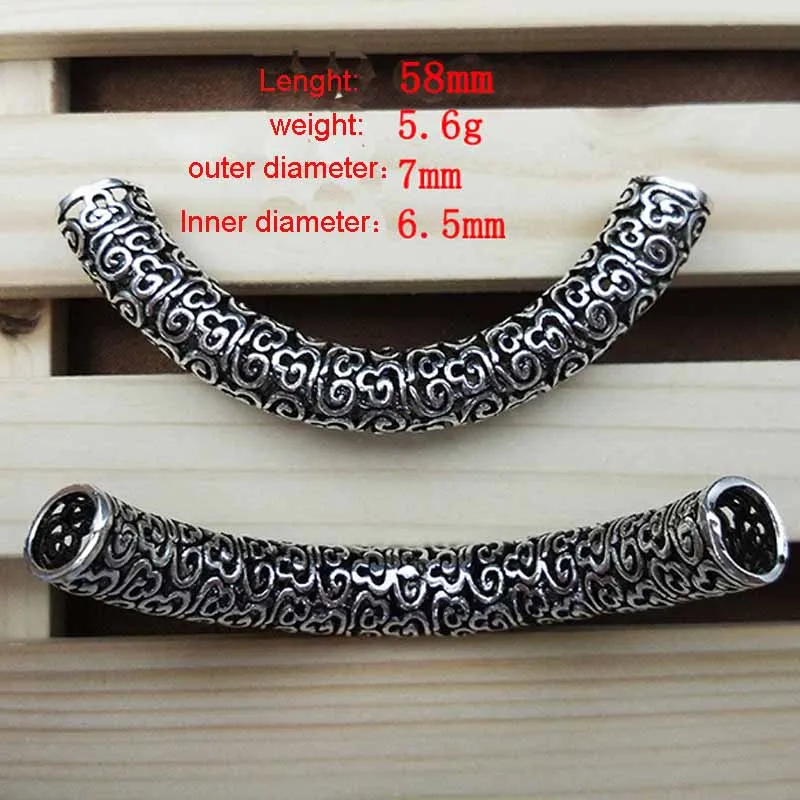 8MM 100% 925 Sterling Silver Vintage Tube Large Hole Tubular Spacer DIY For Bracelet Necklace accessories image 2