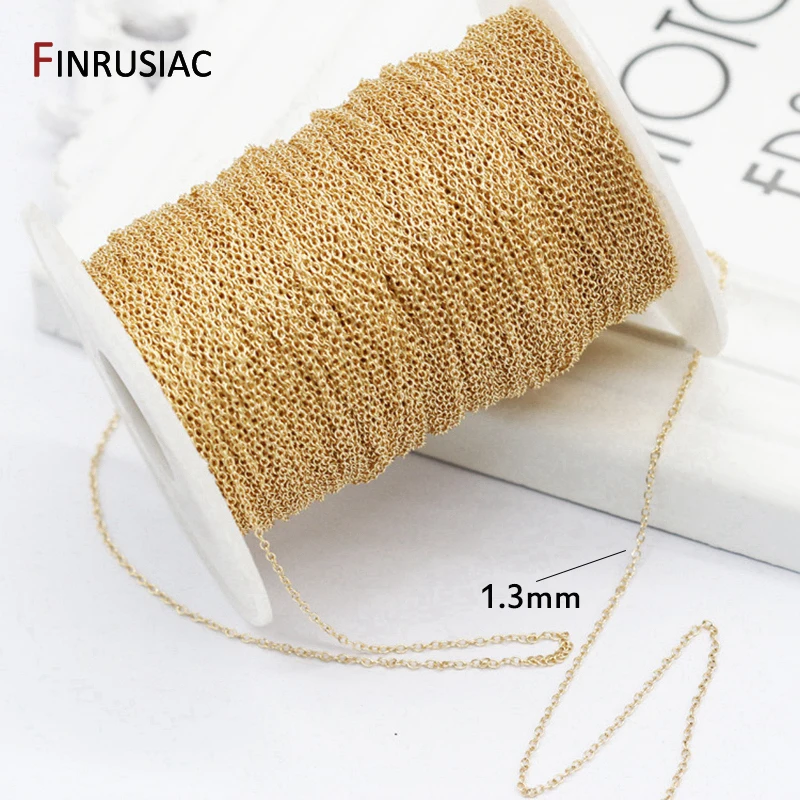 14K echt vergoldete 1,3 mm dünne Kette für DIY-Schmuckherstellung, Großhandel mit Messingketten, Zubehör – Detail 14