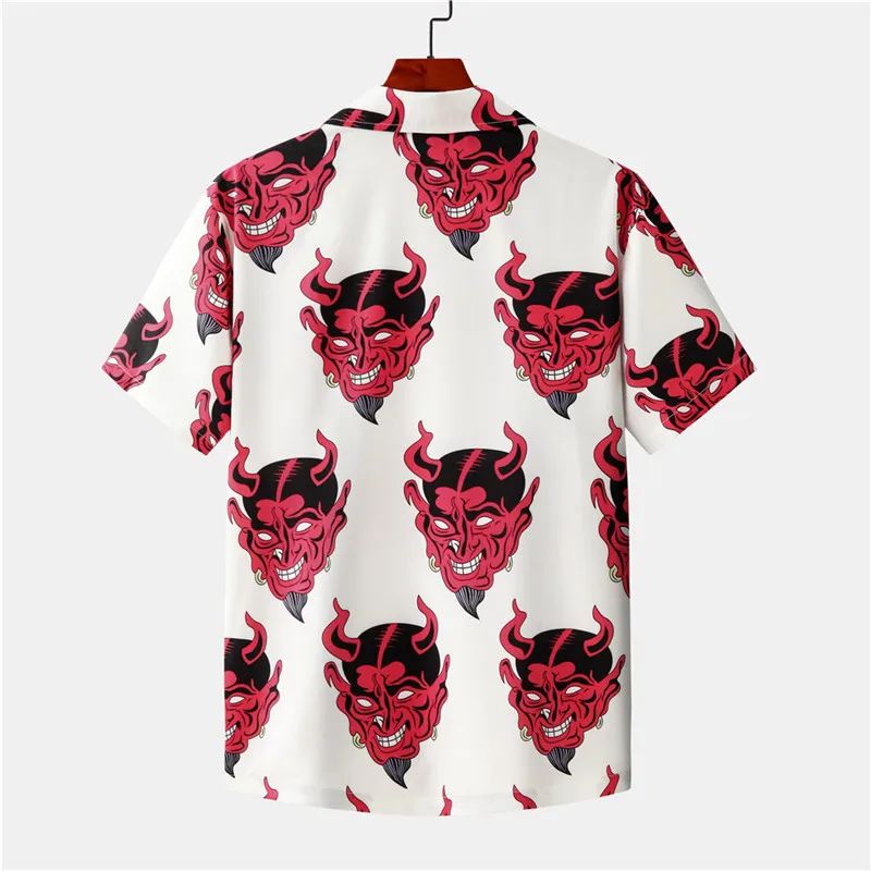 New Devil 3D All-print Short Sleeve Shirt Summer Men's Floral Loose Hawaiian Street Tops Hip Hop Couple Fashion Shirt CS11