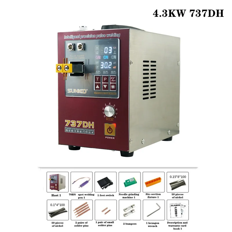 Sunkko-máquina de Solda de Ponto 737dh Soldagem a Ponto 18650 kw Atraso Indução de Alta Potência Bateria de Pulso Automático