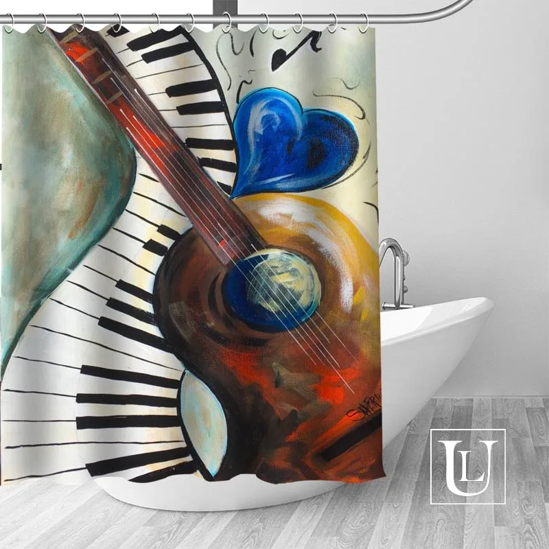 Custom guitar Curtain Fabric Modern Shower Curtain bathroom beautiful Curtains Bath decor Polyester Cloth Waterproof