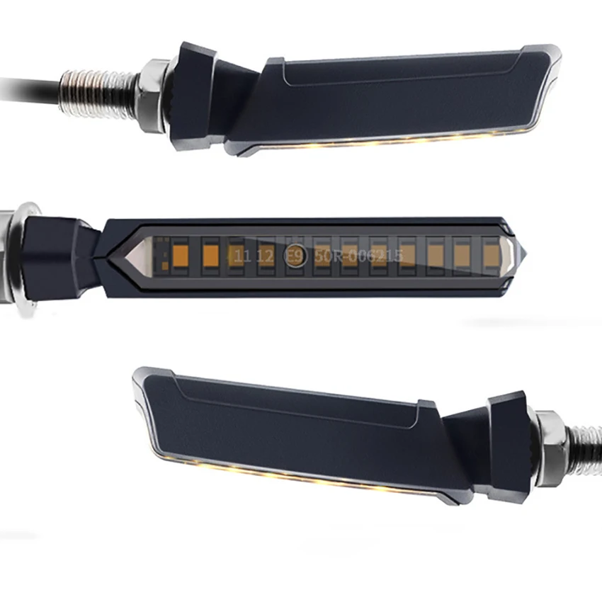 2 pz/lotto 12 LED DRL indicatore di direzione freno luce di striscia LED Switchback luce di marcia diurna per moto, giallo + rosso/bianco