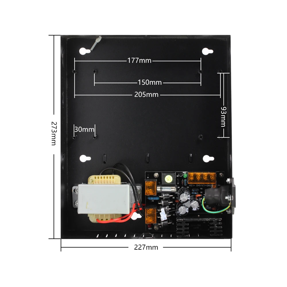 DC12V 5A Metal Power Supply Converter Box for 1/2/4 Door Office Entry System Access Control Panel Board BOX