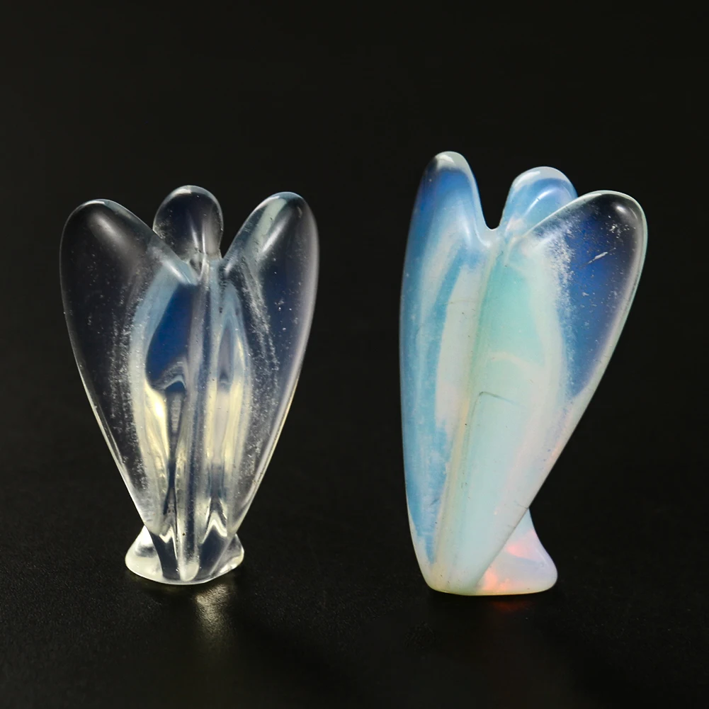Natural Crystal Opalite Stone Guardian Angel Figurine Home Decor Healing Reiki Energy Gemstone Gift Wedding Decoration Craft