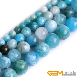 Natural Stone Blue Hemimorphite Round Loose Spacer Beads For Jewelry Making Strand 15