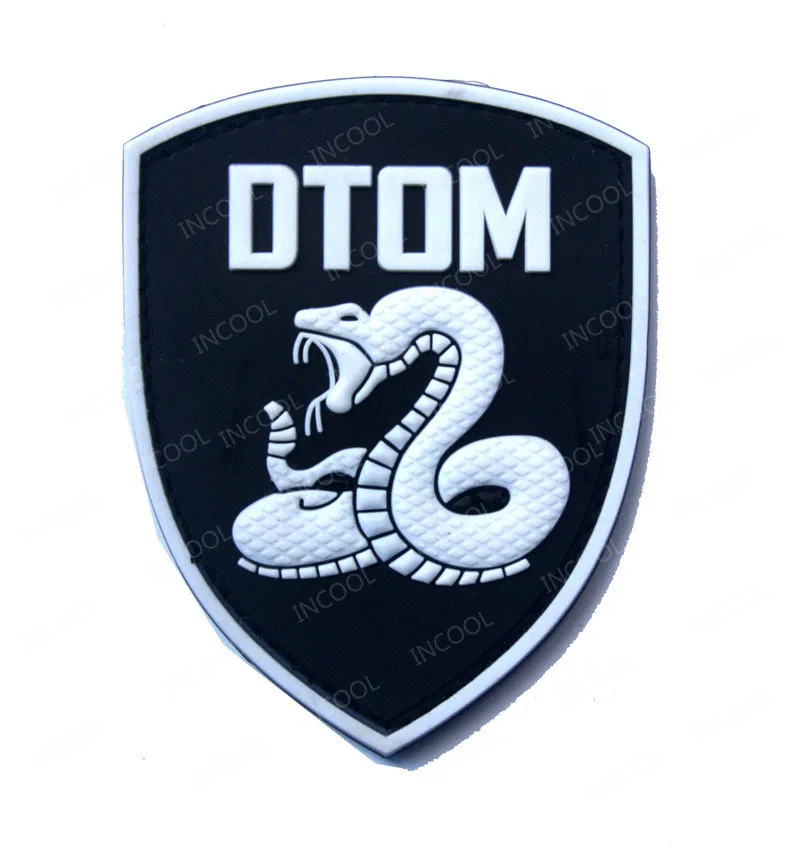 Infrared IR Reflective US DTOM Embroidery Patch Animal Snake PVC America Embroidered Patches For Clothing Glow in Dark