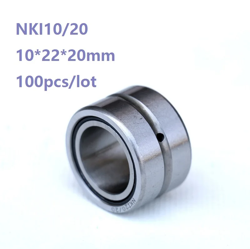 100pcs/lot NKI10/20 10*22*20mm  Heavy duty needle roller bearing Entity needle bearing with inner ring size 10×22×20mm  NKI1020