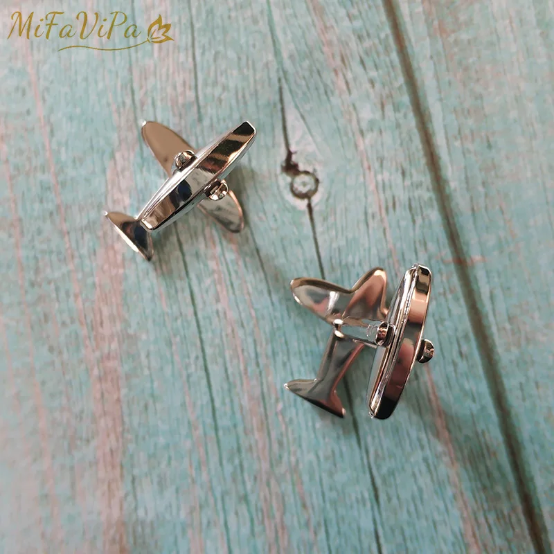 Fashion Simple Cufflink for Pilot Silver Plated Airplane Shape High Quality Plane Cuff Links for Wedding Party Christmas Gift