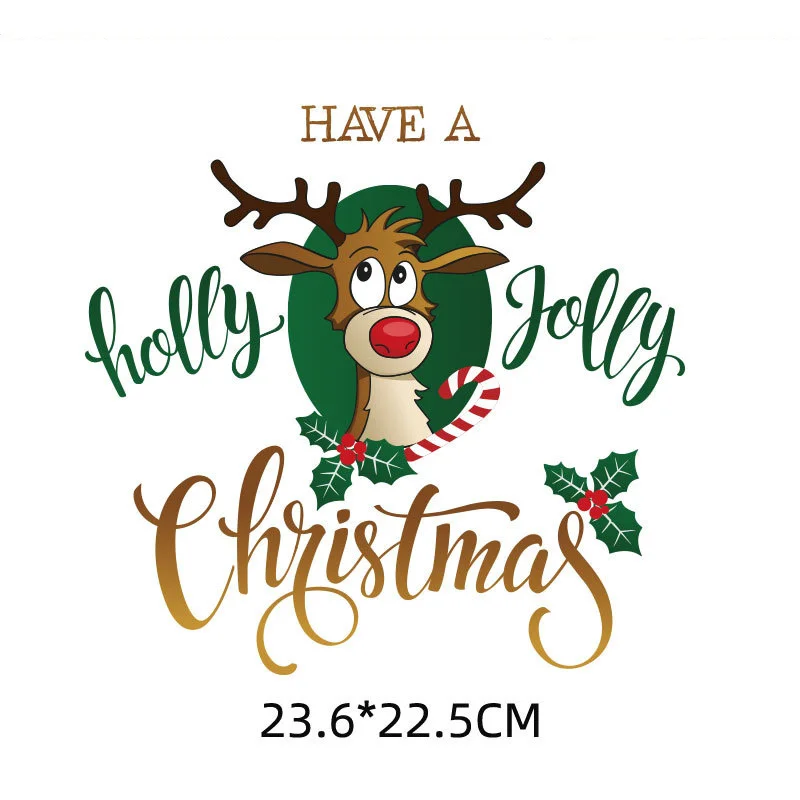 

Santa Claus Elk Patches On Clothes Heat Transfer Parches For Kids Ironing Stickers Easy Use Custom pattern heat transfer sticker