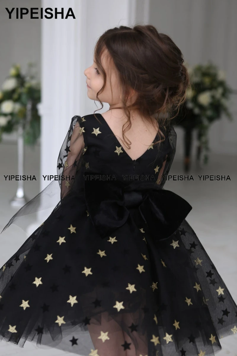 Yipeisha vestido infantil do bebê preto festa de princesa vestidos de natal recém-nascido vestido de baile para o bebê menina 1-14 ano presente de aniversário