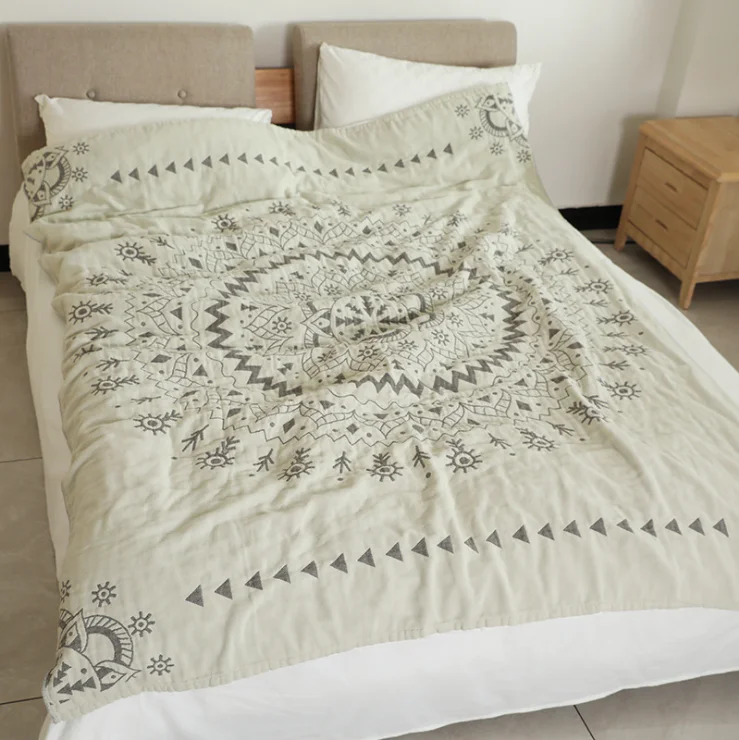 

Muslin Summer Blanket Travel Breathable Chic Mandala Large Bed Sofa Soft Throw Blanket Para Blanket 100% Cotton blanket