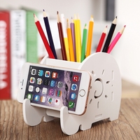 Multi-function 4 Grid Desktop Pen Holder Office School Stationery Storage Case Wood Box Desk Pen Pencil Organizer Phone Holder