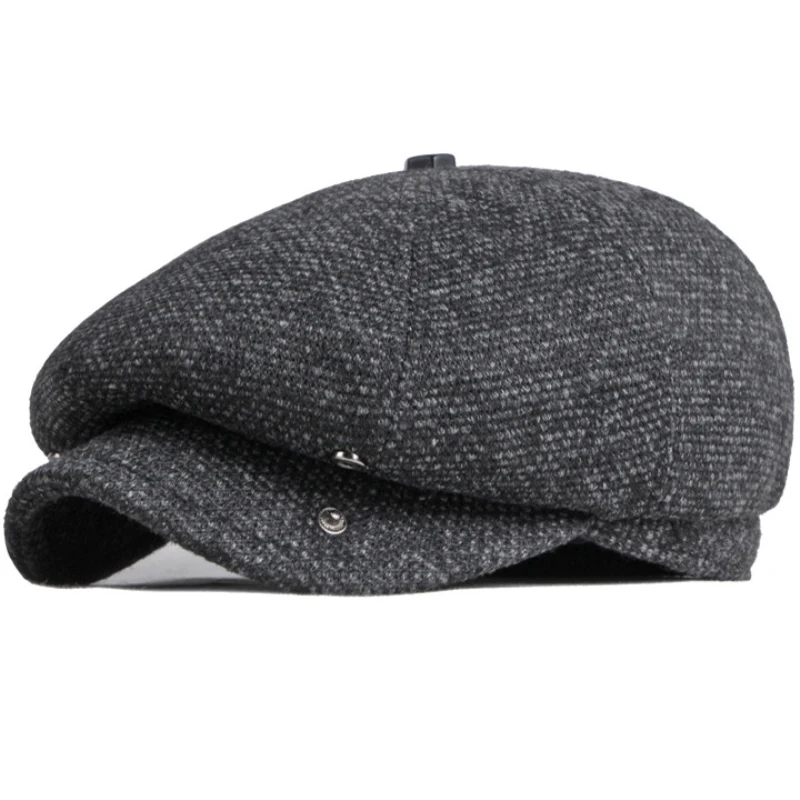 HT3747 Beret Men Women Autumn Winter Hat Octagonal  Cap New Warm Artist Painter Wool Beret Hat Male Female Flat Beret Cap