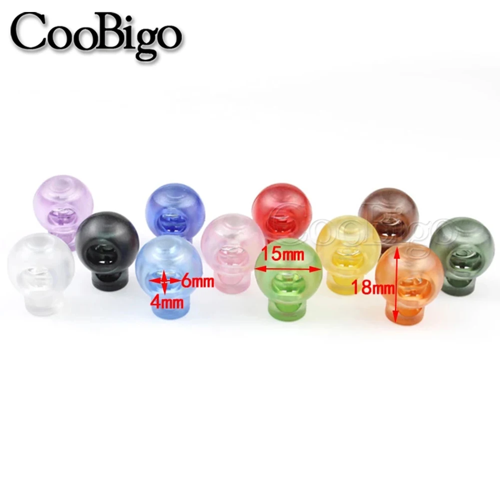 10pcs Plastic Cord Lock Stopper Spring Toggle Clip Clear for Shoelace Drawstring Paracord Lanyard Rope Transparent Colorful