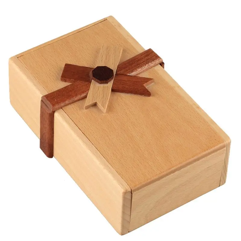 Puzzle Gift Case Box with Secret Compartments, Wooden Money Box to Challenge Puzzles Brain Teasers for Adults D5QA