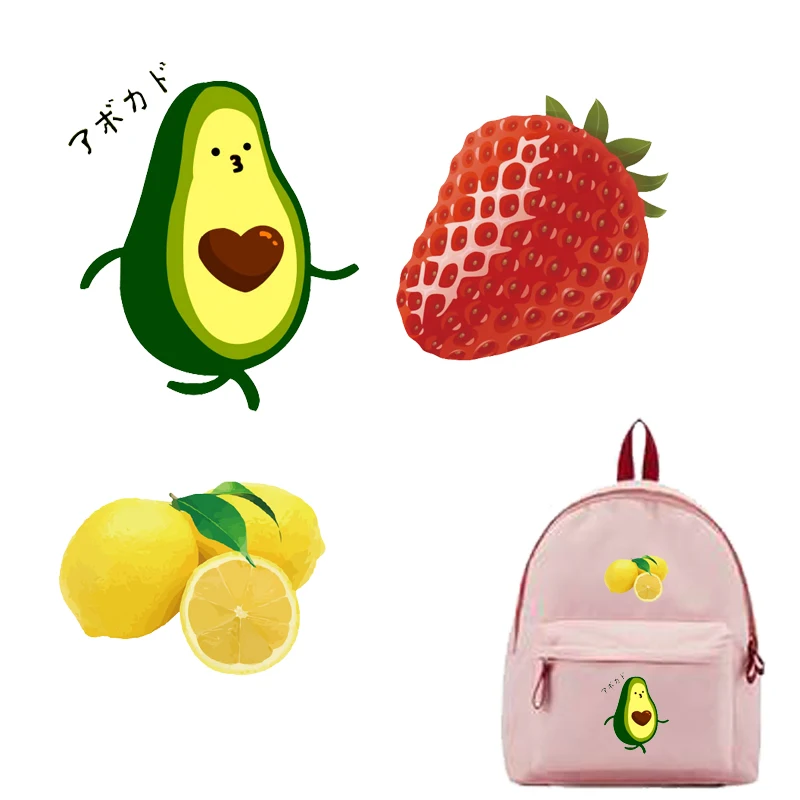 Cartoon Lemon Fruit Iron on Patches Heat Transfer for Stripe on Clothes Boy Girl T-shirt DIY  Fashion Stickers Fabric Patches E