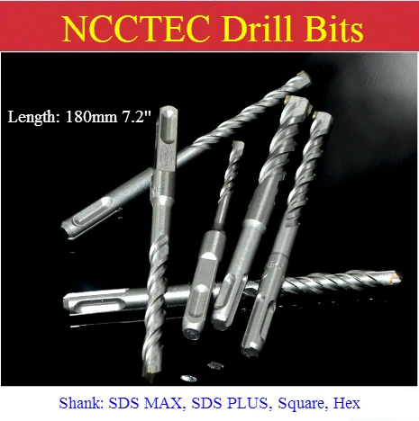 [Length 180mm 7.2'' ] Diameter 3-50mm 0.12''-2'' carbide core drill bits | Hammer hole saw SDS MAX SDS PLUS Square Hex Shank