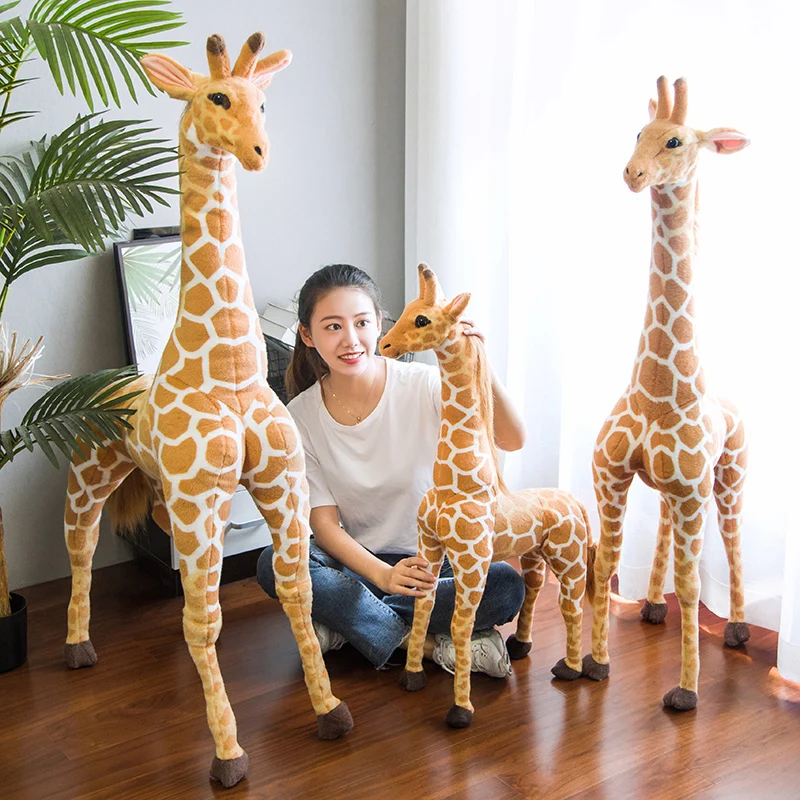 30/50/60/80/100/120cm Riesige Echt Leben Giraffe Plüsch Spielzeug Niedlich Gestopft tier Simulation Puppen Geburtstag Geschenk Kinder Schlafzimmer Dekor