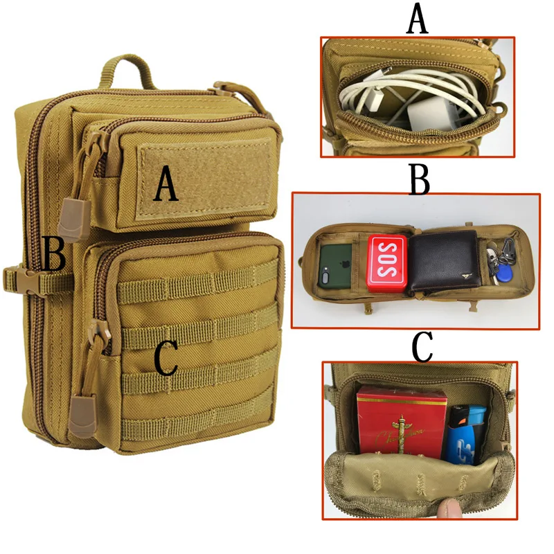 Outdoor Molle Utility Pouch EDC Tool Pouch Phone Pack Mini Waist Bag Medical IFAK Pack Mini Hunting Chest Bags