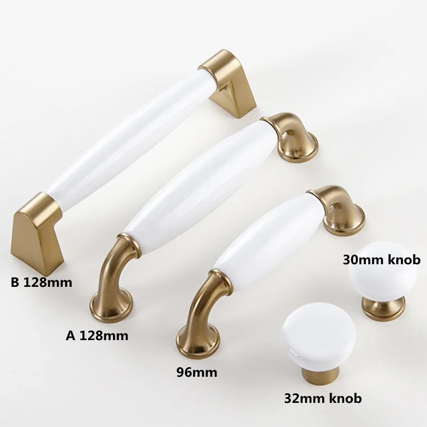 96 128mm modern simple fashion white ceramic kitchen cabinet wine cabinet handle bronze drawer tv cabinet bathroom cabinet knob