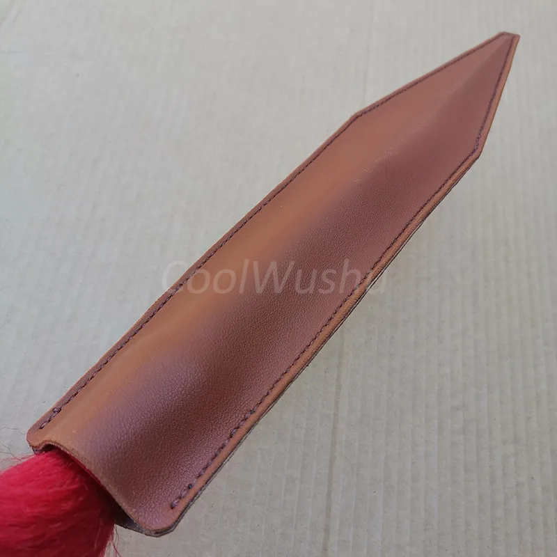 

PU leather 1.8mm artificial leather thickened red tassel spearhead sleeve knife sleeve sword sleeve spear head protective