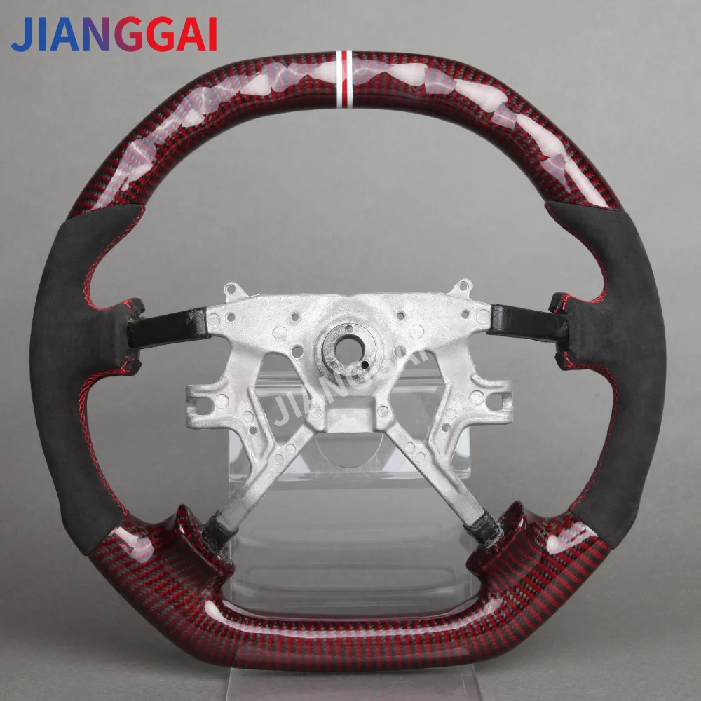 Steering Wheel Red Black Carbon Fiber Italy Alcantara Fit For Nissan Patrol Y61 2013 Models